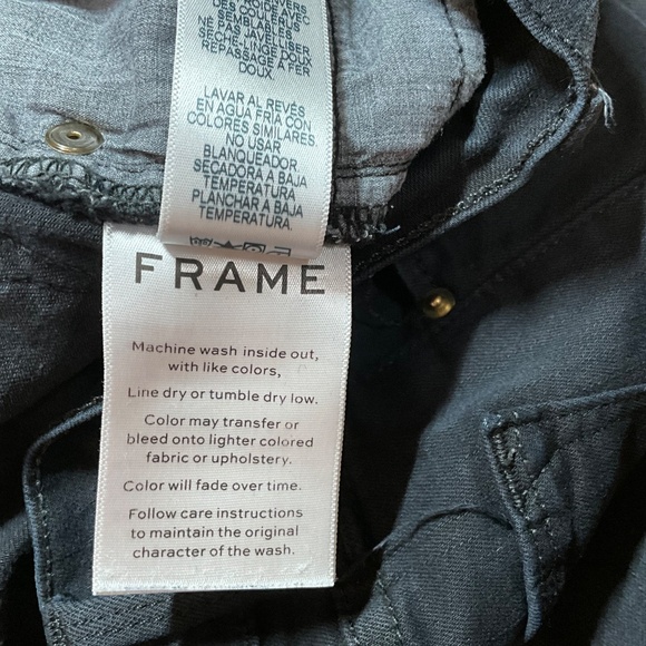 FRAME Le High Straight in Film Noir Jeans Cotton Blend US Sz 31 - Picture 13 of 14